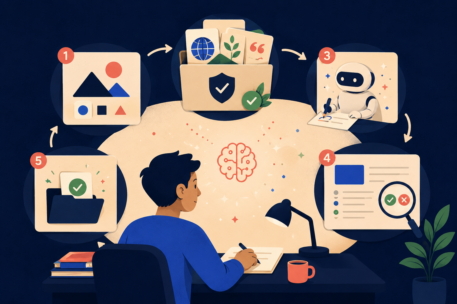A beginner completes one safe AI practice loop from task selection and source preparation to drafting, checking and saving a verified work sample.