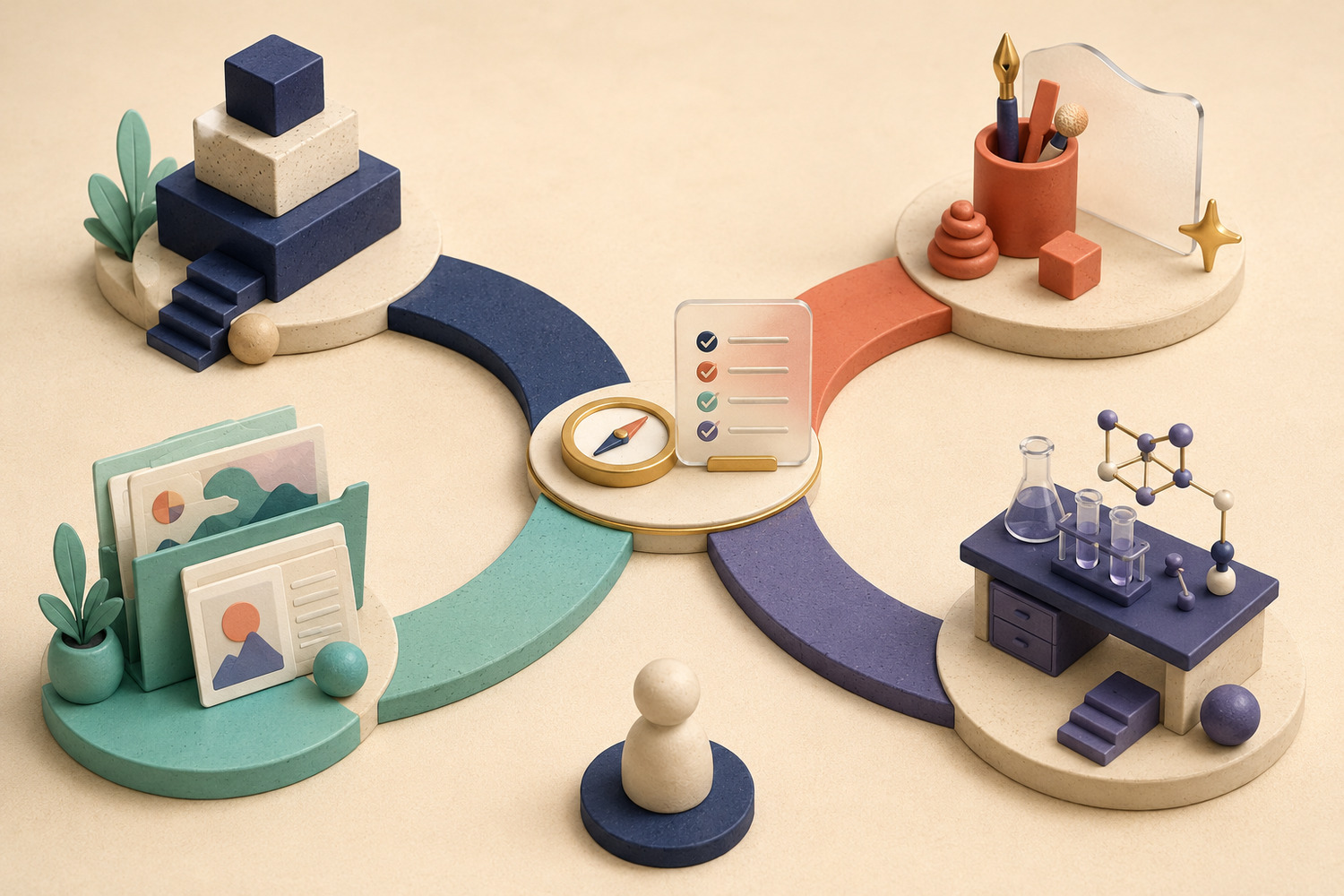 A route map linking four Google AI training choices to different work outcomes