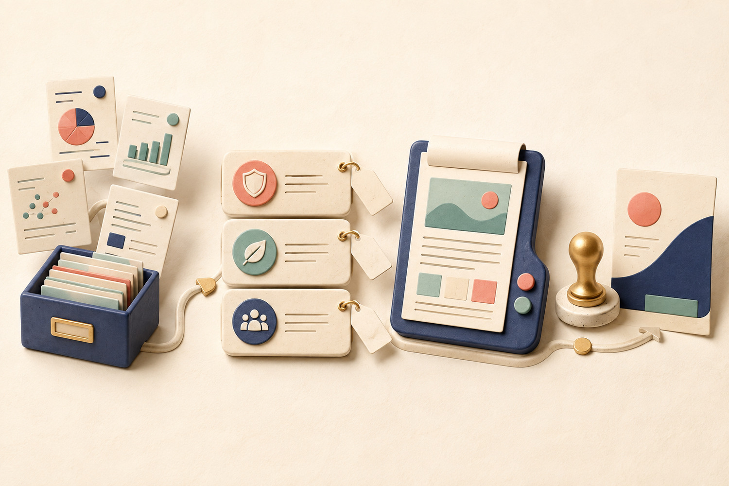 Marketing claims register workflow from evidence cards to approved claims, AI-assisted drafting and human sign-off