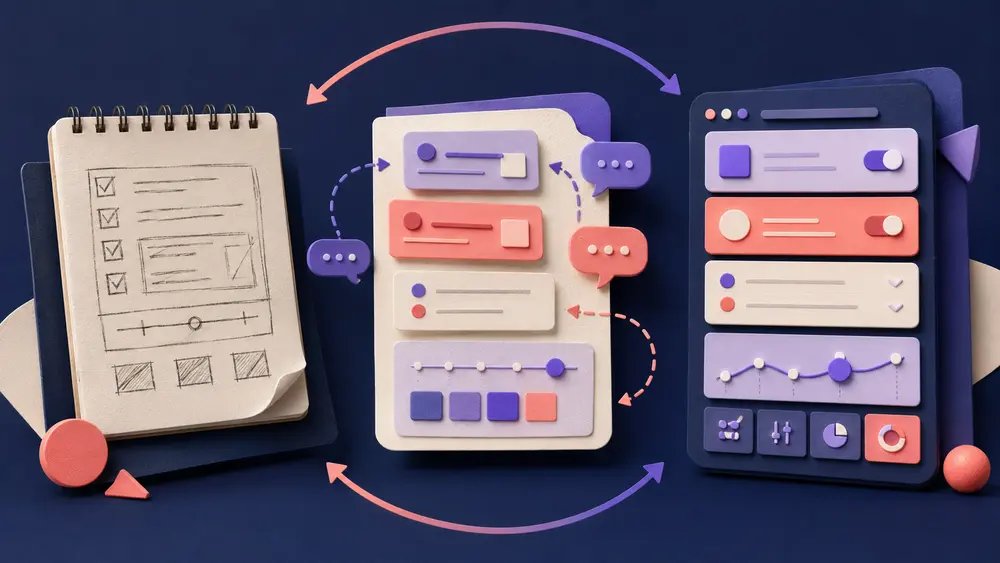 A rough checklist evolving through a feedback loop into an interactive decision tool.