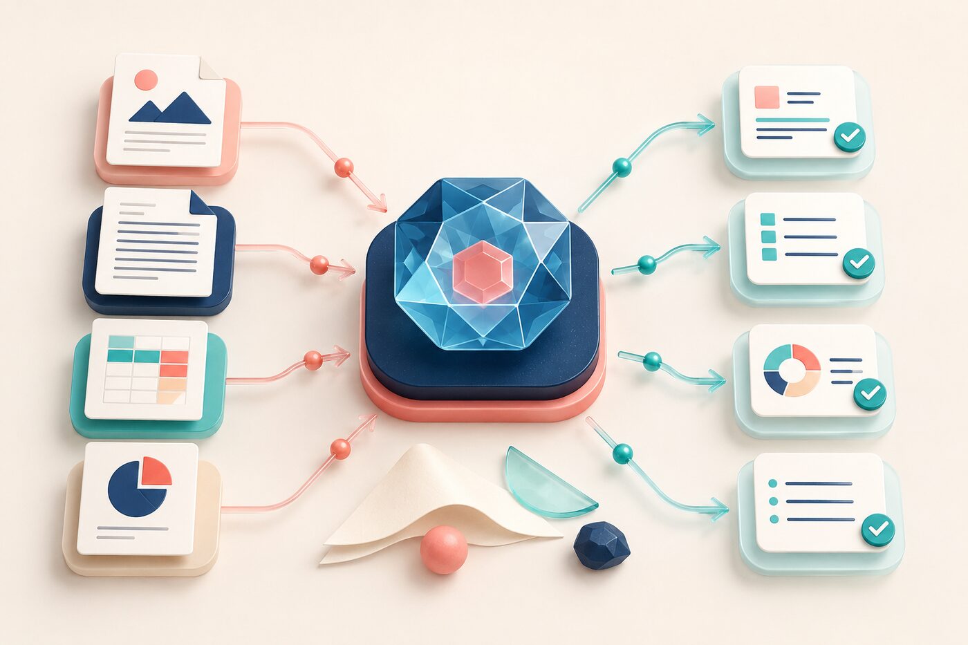 A shared central AI instruction module producing consistent checked document reviews