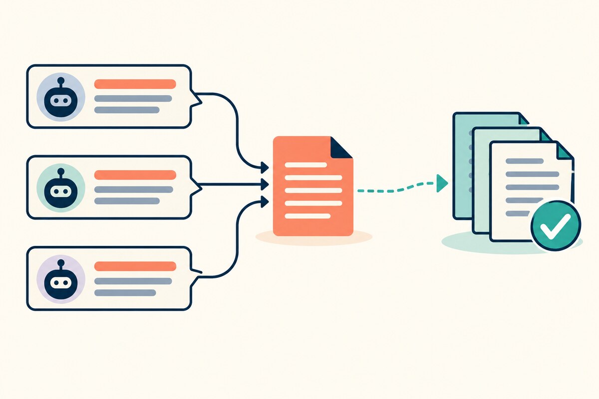 Three AI answers trace back to one shared source while an independent evidence path reaches authoritative documents